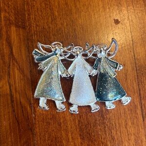 Silver Angel Brooch with Glitter Accents